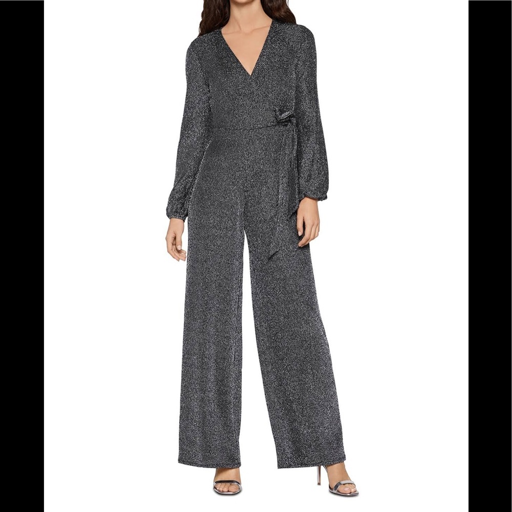 BCBG Silver/Black Long Sleeve Jumpsuit